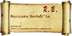 Ruzicska Borbála névjegykártya